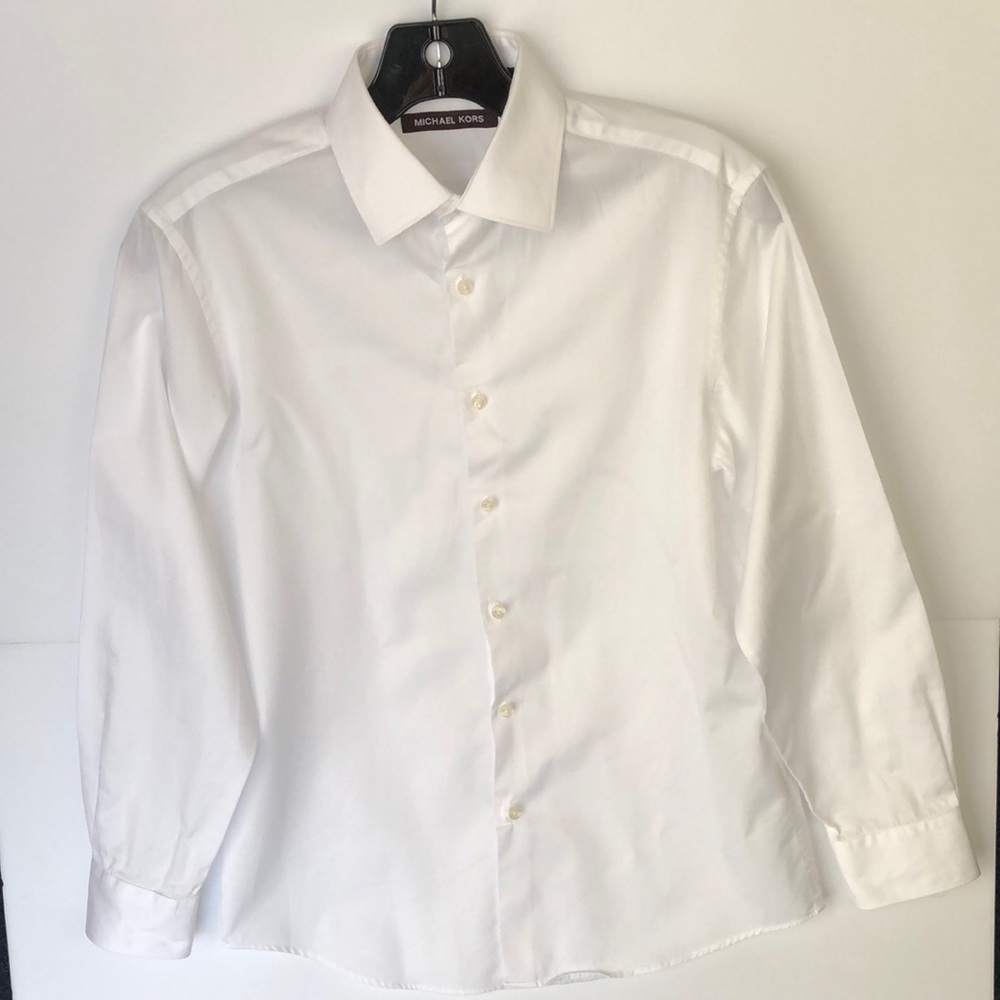 Michael Kors White Long Sleeves Button Down Kids Dressy Shirt Size 16
